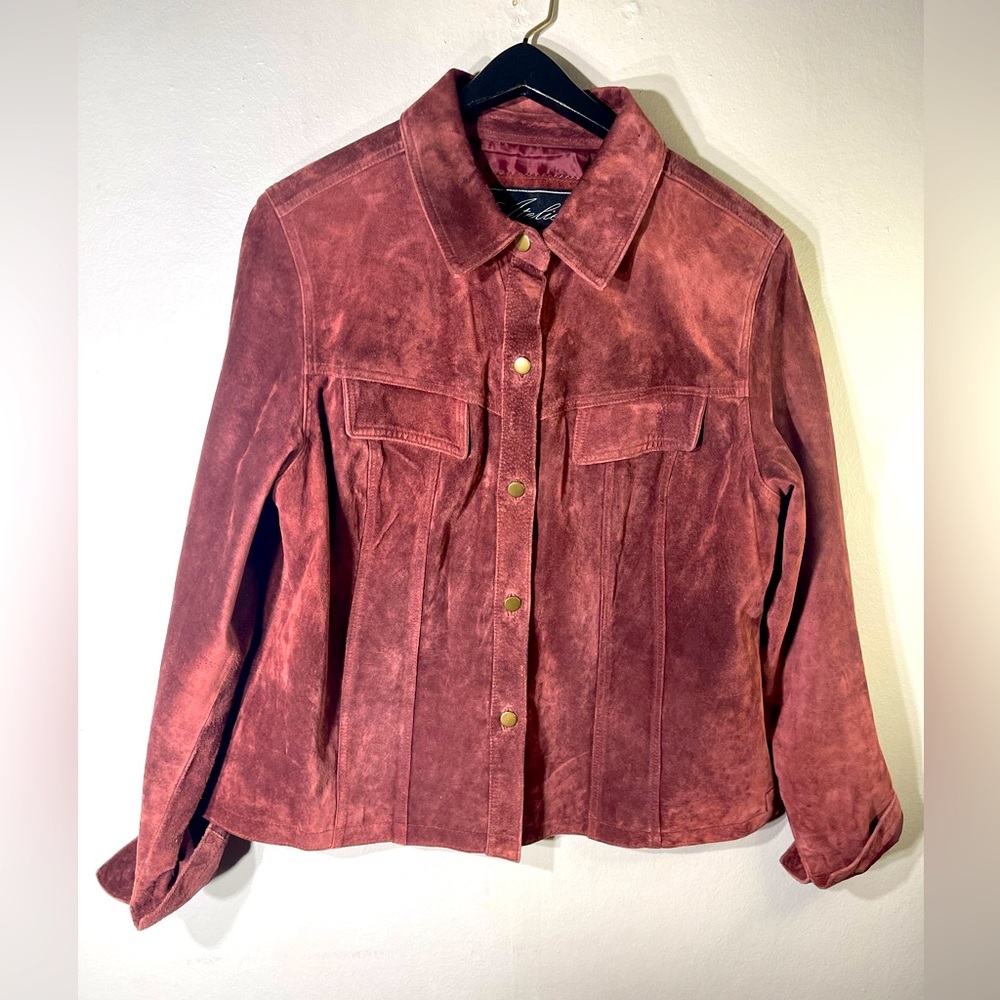 Atelier by B. Thomas VTG Suede Leather Jacket Women’s L in Burgundy